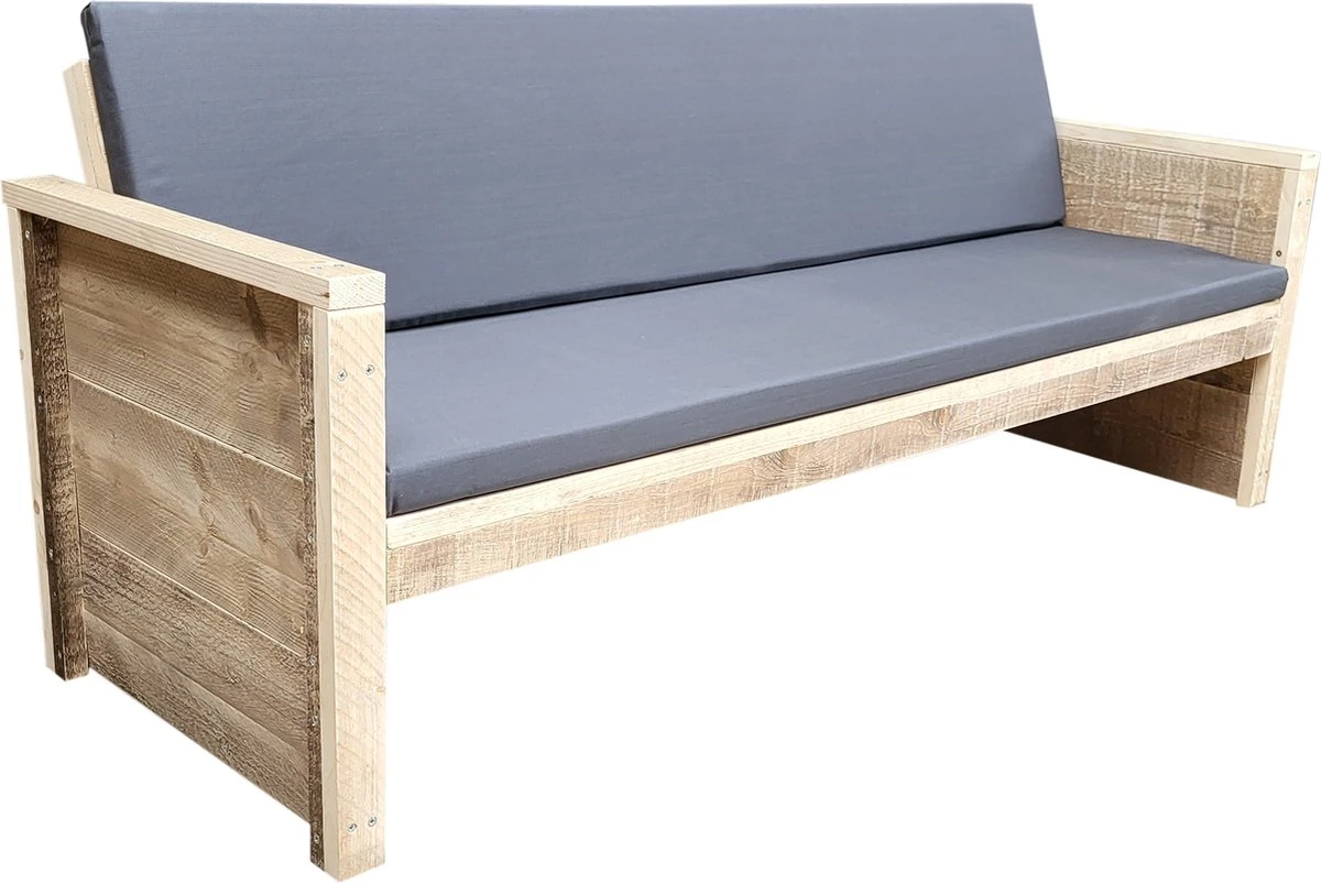 Wood4you - Banc De Jardin Vlieland - Kit De Construction `` Do It Yourself '' échafaudage Bois 180Lx57Hx72P Cm - Coussin Inclus 2 Wood4you - Banc De Jardin Vlieland - Kit De Construction `` Do It Yourself '' échafaudage Bois 180Lx57Hx72P Cm - Coussin Inclus – Image 2