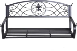 Banc Suspendu Atascadero De Nancy's - Banc 2 Places - Banc De Jardin - Banc Balançoire - Colliers - Métal - Zwart - 132 X 63 X 58 Cm -Jardin Meubles Magasin 1200x802 2