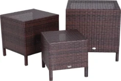 Table D'appoint De Jardin En Polyrattan Lot De 3 - Set De Table De Jardin - Table De Jardin - Table De Balcon - Set De 3 - Polyrattan - Marron -Jardin Meubles Magasin 1200x802 4