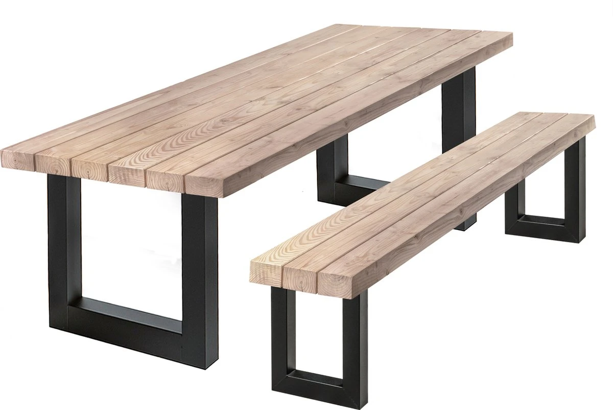 Salon De Jardin Douglas | Table De Jardin 280 X 90 + Banc De Jardin - Pieds En U En Acier + Forfait Maintenance Temporaire Gratuite - Montage Compris 2 Salon De Jardin Douglas | Table De Jardin 280 X 90 + Banc De Jardin - Pieds En U En Acier + Forfait Maintenance Temporaire Gratuite - Montage Compris – Image 2