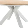 NATERIAL - Table De Jardin Ronde SAN DIEGO - 4 à 6 Personnes - Ø 140 X 75 Cm - Eucalyptus FSC - Aluminium - Wit - Table à Manger D'extérieur - Table Extensible - Rallonge