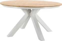 NATERIAL - Table De Jardin Ronde SAN DIEGO - 4 à 6 Personnes - Ø 140 X 75 Cm - Eucalyptus FSC - Aluminium - Wit - Table à Manger D'extérieur - Table Extensible - Rallonge