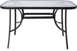 Table De Jardin Springos | Table D'extérieur | Table à Manger D'extérieur | Métal | Verre Trempé | 120 X 70 X 73 Cm | Noir -Jardin Meubles Magasin 1200x804 5