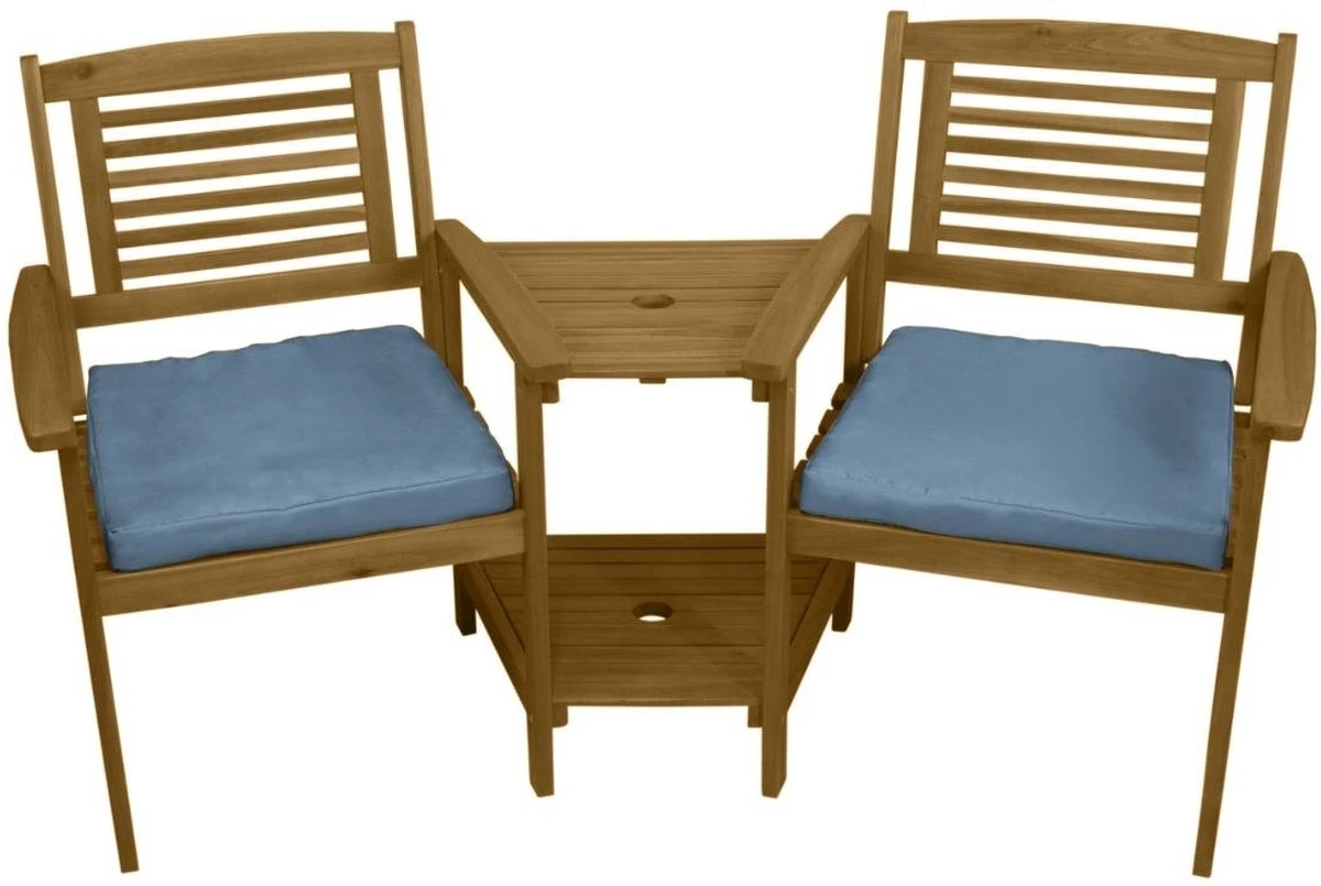 Jardi Chaise D'Extérieur Avec Coussins Jack & Jill Banc D'Amour En Bois - Banc De Jardin - Table à 2 Niveaux - Marron Avec Coussins Gris - Capacité De Charge Totale De 320 Kg 1 Jardi Chaise D'Extérieur Avec Coussins Jack & Jill Banc D'Amour En Bois - Banc De Jardin - Table à 2 Niveaux - Marron Avec Coussins Gris - Capacité De Charge Totale De 320 Kg