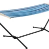 Hamac Avec Cadre Robuste Ensemble Toile Et Support Capacité De Charge 120 Kg Pour Intérieur Extérieur Acier Coton Polyester 200 X 100 Cm Noir Bleu Rayé [en.casa]