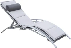 Bain De Soleil - Bain De Soleil De Forme Ergonomique - Bain De Soleil - Chaise De Jardin Relax - Ajustable - Aluminium - Grijs