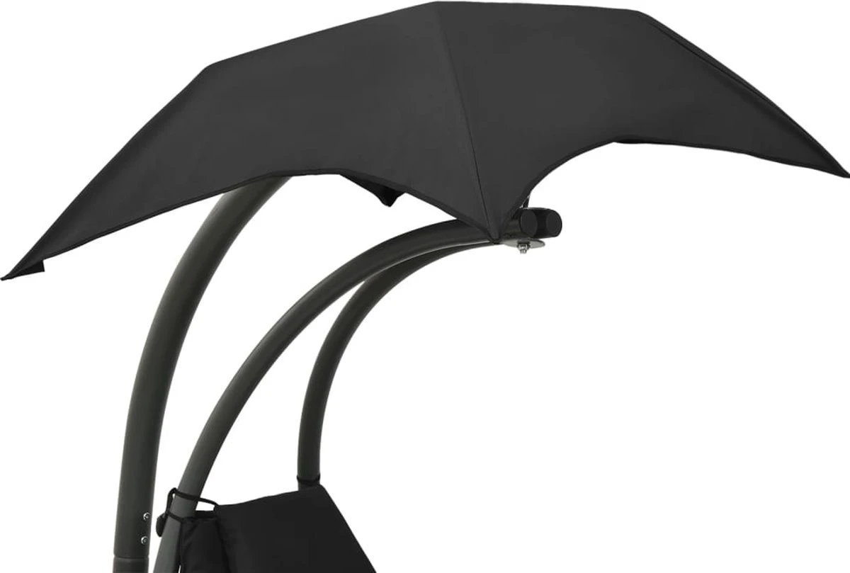 Prolenta Premium - Chaise à Bascule - Chaise à Bascule De Jardin 190x90x200 Cm Tissu Noir Et Gris - Zwart - Balançoire 5 Prolenta Premium - Chaise à Bascule - Chaise à Bascule De Jardin 190x90x200 Cm Tissu Noir Et Gris - Zwart - Balançoire – Image 5