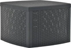 Boîte De Rangement Pour Table De Jardin Naturn Living™ - Aspect Rotin | 54x54x39.5cm | Boîte De Rangement Résistante Aux Intempéries | Oreiller étanche | Stockage De Jardin | Gris