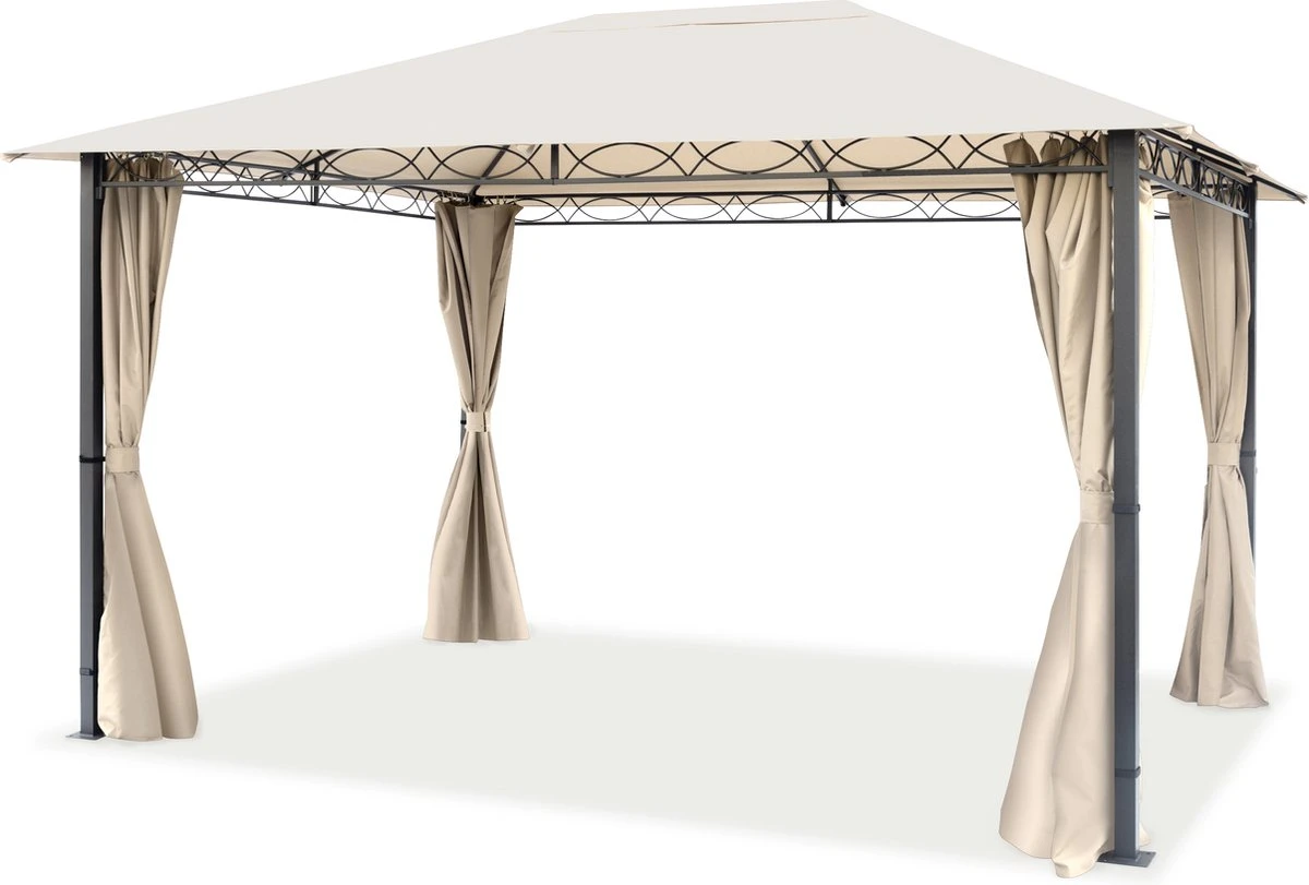 Pavillon De Jardin 3x4m 280 G / M² Bâche De Toit Pavillon Premium étanche Avec 4 Parois Latérales Tente De Jardin En Tente De Fête Crème 1 Pavillon De Jardin 3x4m 280 G / M² Bâche De Toit Pavillon Premium étanche Avec 4 Parois Latérales Tente De Jardin En Tente De Fête Crème
