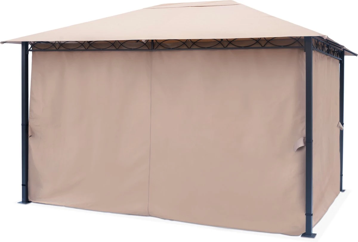 Pavillon De Jardin 3x4m 280 G / M² Bâche De Toit Pavillon Premium étanche Avec 4 Parois Latérales Tente De Jardin En Tente De Fête Crème 6 Pavillon De Jardin 3x4m 280 G / M² Bâche De Toit Pavillon Premium étanche Avec 4 Parois Latérales Tente De Jardin En Tente De Fête Crème – Image 6