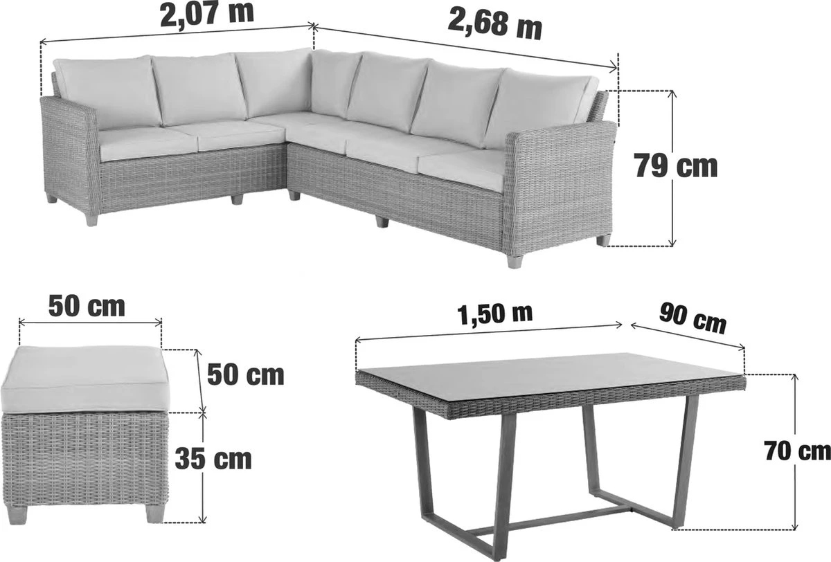 NATERIAL - Salon De Jardin MEDENA - Salon De Jardin 7 Personnes Polyrotin - Canapé D'angle De Jardin - Poufs De Jardin - Table Basse De Jardin - Avec Coussins - Rotin Synthétique - Crème - Salon De Jardin 2 NATERIAL - Salon De Jardin MEDENA - Salon De Jardin 7 Personnes Polyrotin - Canapé D'angle De Jardin - Poufs De Jardin - Table Basse De Jardin - Avec Coussins - Rotin Synthétique - Crème - Salon De Jardin – Image 2