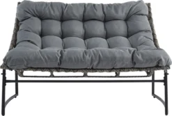 MYLIA Salon De Jardin En Résine Tressée : 1 Canapé 2 Places, 2 Fauteuils Et 1 Table Basse - Gris Anthracite - JONAH L 135 Cm X H 86,5 Cm X P 74 Cm -Jardin Meubles Magasin 1200x812