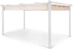 Blumfeldt Pantheon Pergola 3x4 M - Gazebo - Tube Carré En Aluminium 3x4 M - 4 Poteaux D'angle - Hydrofuge - Toit Ouvrant En Polyester 200 G/m²
