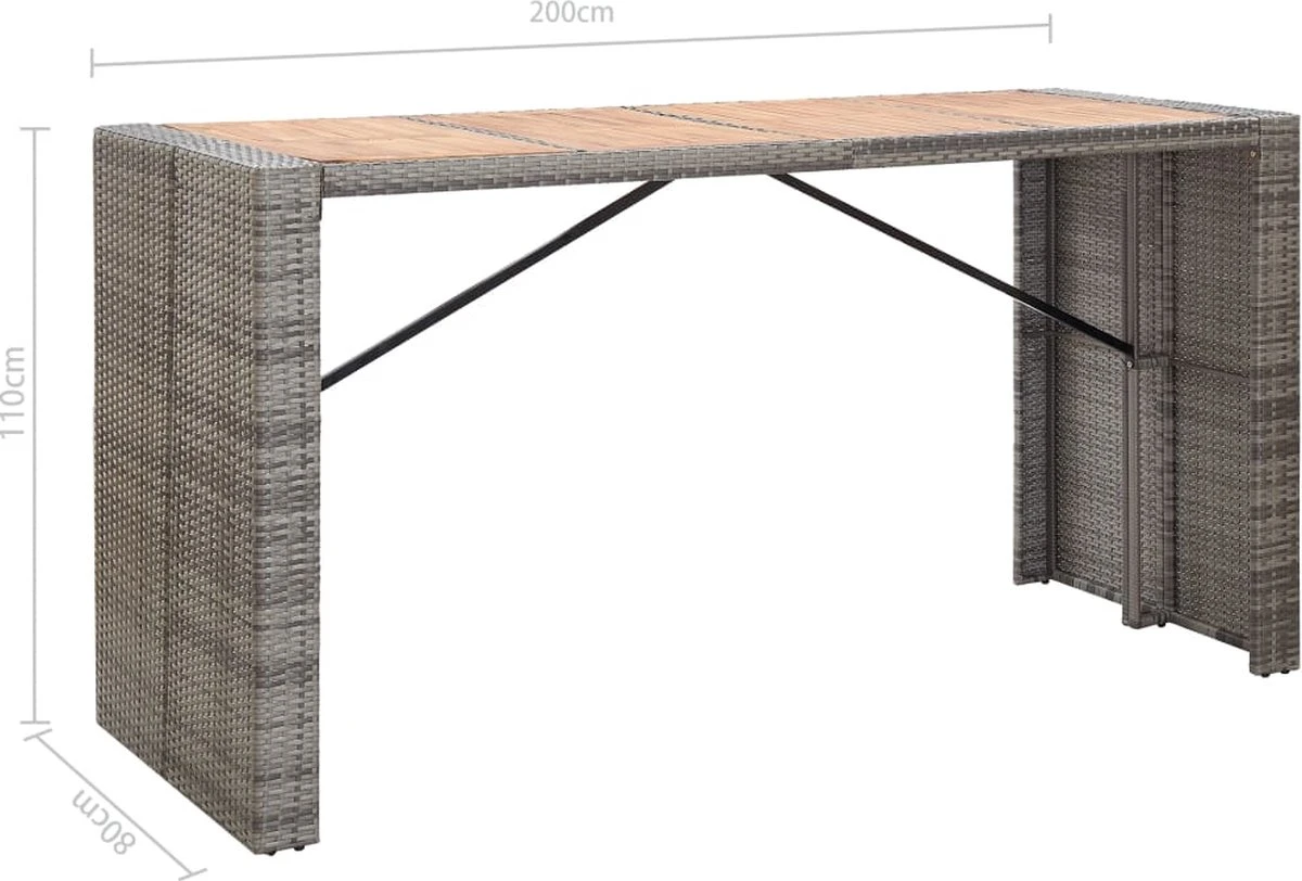 Ensemble De Bar De Jardin Premium - Ensemble De Bar De Jardin 9 Pièces Polyrotin Et Bois D'acacia Gris 8 Ensemble De Bar De Jardin Premium - Ensemble De Bar De Jardin 9 Pièces Polyrotin Et Bois D'acacia Gris – Image 8