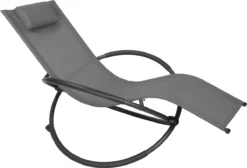 Chaise à Bascule Kamyra® Pour Extérieur - Chaise Longue, Chaise De Jardin, Chaise Longue - Résistant Aux Intempéries Et Confortable - 152x53x88 Cm - Grijs