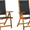 VidaLife Chaises De Jardin De Jardin Pliables 2 Pcs Bois D'acacia Massif Et Textilène