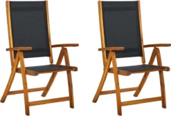 VidaLife Chaises De Jardin De Jardin Pliables 2 Pcs Bois D'acacia Massif Et Textilène