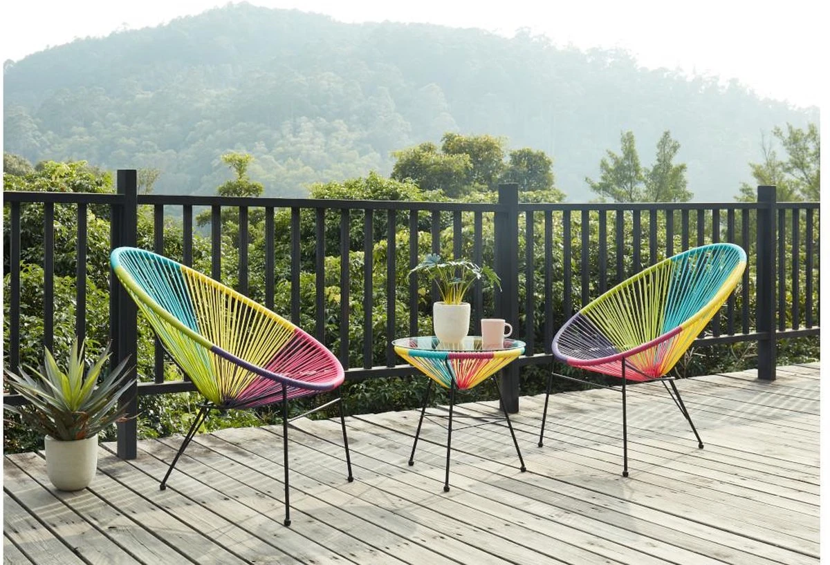 MYLIA Ensemble De Jardin En Fils De Résine Tressés - Multicolore - 2 Chaises Et Une Table - ALIOS II L 72 Cm X H 86 Cm X P 81 Cm 4 MYLIA Ensemble De Jardin En Fils De Résine Tressés - Multicolore - 2 Chaises Et Une Table - ALIOS II L 72 Cm X H 86 Cm X P 81 Cm – Image 4