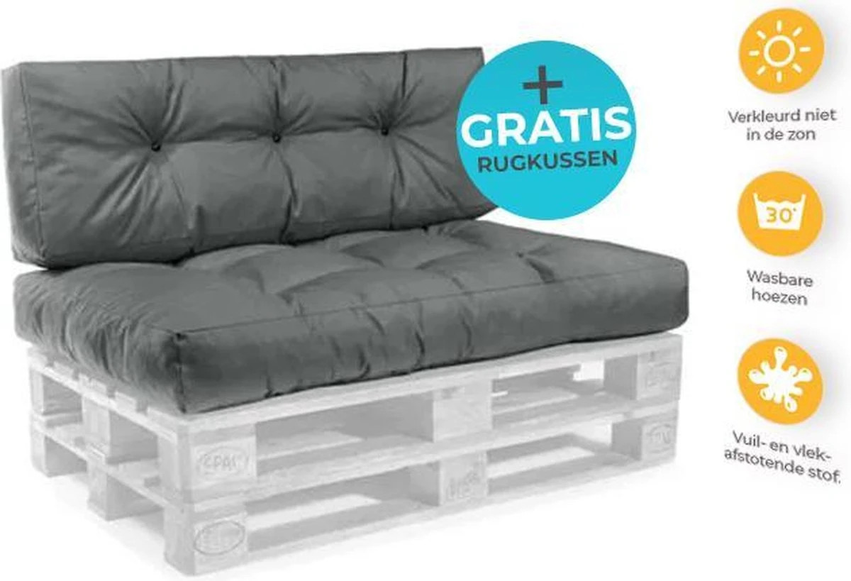 ExpertoXL Pallet Cushion SET - Coussin D'assise Avec Coussin De Dossier - Beige - Pour L'extérieur Et L'intérieur RÉSISTANT À L'EAU 2 ExpertoXL Pallet Cushion SET - Coussin D'assise Avec Coussin De Dossier - Beige - Pour L'extérieur Et L'intérieur RÉSISTANT À L'EAU – Image 2