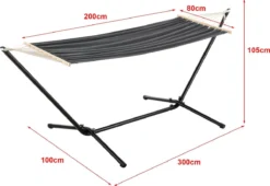 Hamac Avec Cadre Robuste Ensemble Toile Et Support Capacité De Charge 120 Kg Pour Intérieur Extérieur Acier Coton Polyester 200 X 100 Cm Noir Gris Foncé [en.casa] -Jardin Meubles Magasin 1200x824