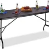 Table De Jardin En Plastique - Pliable - Table De Jardin Table Pliante - ASPECT ROTIN NOIR - 180x75x74 Cm