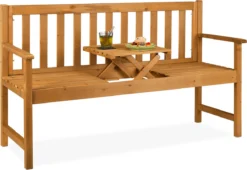 Banc De Jardin Relaxdays Avec Table - Banc D'extérieur En Bois - Banc De Balcon Romantique - Mobilier De Jardin