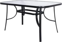 Table De Jardin Springos | Table D'extérieur | Table à Manger D'extérieur | Métal | Verre Trempé | 120 X 70 X 73 Cm | Noir -Jardin Meubles Magasin 1200x826 4