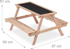 Table De Pique-nique Pour Enfants Relaxdays - Tableau Noir Pour Table De Jeu En Bois - Table Pour Enfants à L'extérieur -Jardin Meubles Magasin 1200x836 4