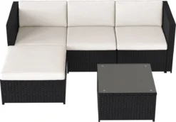 Ensemble De Salon Pour Jardin - Mobilier De Jardin - Coin Salon - Canapés - Table - Table D'appoint - Avec Coussins - Zwart -Jardin Meubles Magasin 1200x836 6