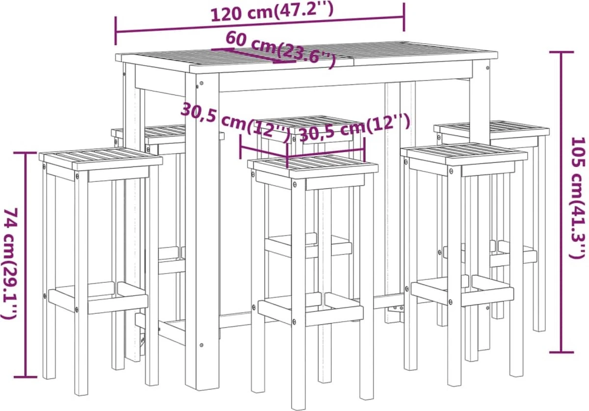 Ensemble De Bar De Jardin Premium - Ensemble De Bar De Jardin 7 Pièces En Bois D'acacia Massif 10 Ensemble De Bar De Jardin Premium - Ensemble De Bar De Jardin 7 Pièces En Bois D'acacia Massif – Image 10