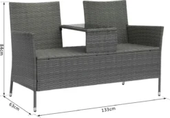 Banc De Jardin El Mirage De Nancy's - Chaises De Jardin De Jardin - Canapé 2 Places - Table - Poly Rotin - Tressé - Osier - Acier - Grijs - 133 X 63 X 84 Cm -Jardin Meubles Magasin 1200x837