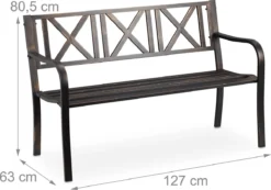 Relaxdays Banc De Jardin 2 Places - Banc D'extérieur En Métal - Banc De Jardin Avant - Banc Moderne En Acier Noir-bronze -Jardin Meubles Magasin 1200x839 1