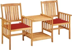 Prolenta Premium - Chaises De Jardin De Jardin Avec Table Et Coussins En Bois D'acacia Massif