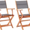 VidaLife Chaises De Jardin De Jardin Pliables 2 Pcs Bois D'eucalyptus Et Textilène Gris