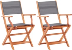 VidaLife Chaises De Jardin De Jardin Pliables 2 Pcs Bois D'eucalyptus Et Textilène Gris