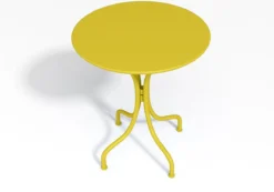 MYLIA Ensemble Repas De Jardin MIRMANDE : Table D.60 Cm Avec 2 Chaises Empilables - Métal - Jaune L 60 Cm X H 79 Cm X P 60 Cm -Jardin Meubles Magasin 1200x841 4