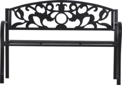 Outsunny Canapé De Jardin 2 Places Banc Mobilier De Jardin Canapé En Métal Avec Accoudoirs Inoxydable 84B-283 -Jardin Meubles Magasin 1200x842 2