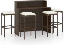 Ensemble De Bar De Jardin Premium - Ensemble De Bar De Jardin 5 Pièces Avec Coussins Marron -Jardin Meubles Magasin 1200x843 3