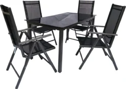 VCM Set Salon De Jardin Alu Glas Ensemble De Jardin Salon Table à Manger Chaises 140 SW Set Salon De Jardin Alu Glas Ensemble De Jardin Chaises 140 SW