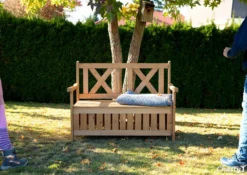 Needs&wants® Banc De Jardin En Bois Avec Espace De Rangement - Banc Caisson 2 Places En Bois Classique, Banc De Parc, Pour Extérieur Avec Rangement, 115x61x85 Cm, Bois Naturel Massif, Brun Foncé -Jardin Meubles Magasin 1200x849