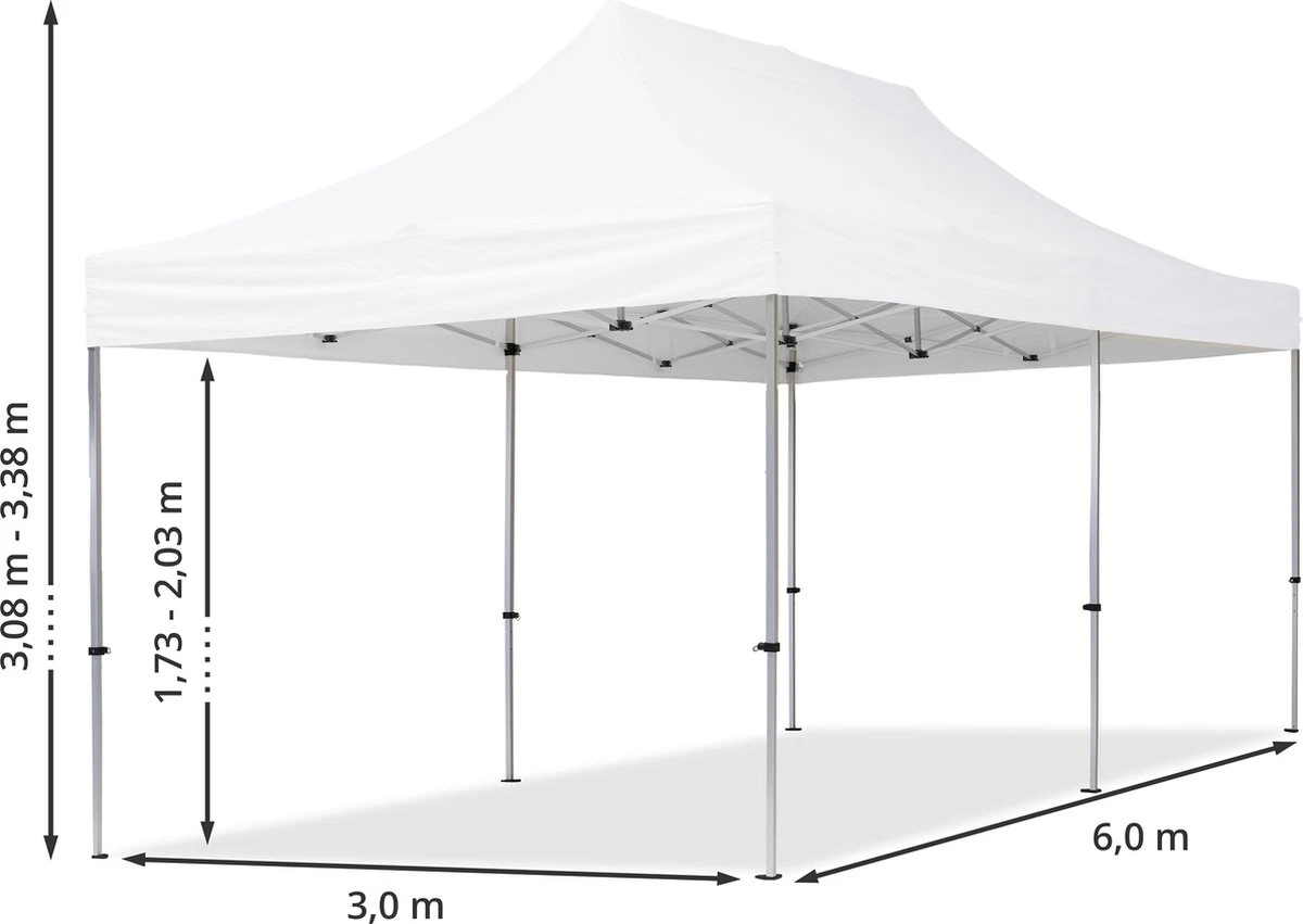 Pavillon Pliant, Tente Pliante, 3x6m Sans Panneaux Latéraux Pavillon En Aluminium 32mm, Tente De Fête PES300, 100% étanche, Crème 6 Pavillon Pliant, Tente Pliante, 3x6m Sans Panneaux Latéraux Pavillon En Aluminium 32mm, Tente De Fête PES300, 100% étanche, Crème – Image 6