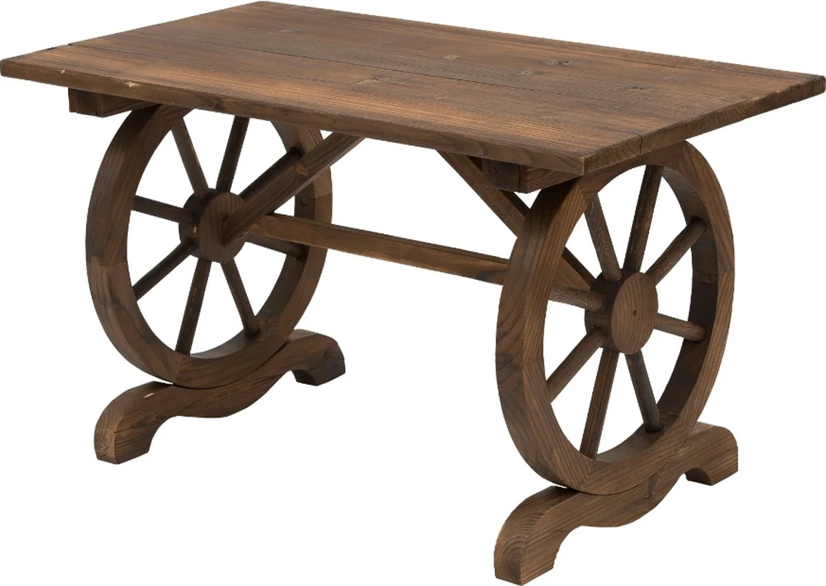 Table De Jardin Elfers De Nancy's - Table De Balcon - Table En Bois - Résistant Aux Intempéries - Forme De Roue - Massief Hout - Naturel - 115 X 60 X 65 Cm 8 Table De Jardin Elfers De Nancy's - Table De Balcon - Table En Bois - Résistant Aux Intempéries - Forme De Roue - Massief Hout - Naturel - 115 X 60 X 65 Cm – Image 8