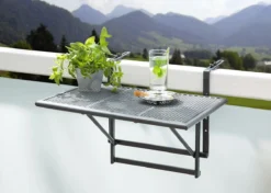 HN® 60 X 65 X 40 Cm - Table Pliante Balcon - Balustrade De Table - Table Suspendue Gris Anthracite Résistant Aux Intempéries - En Métal Extensible Avec Couvercle En Plastique -Jardin Meubles Magasin 1200x854 2