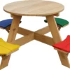 AXI UFO Table De Pique Nique Ronde Pour Enfants En Bois - Table Ronde Enfant Pour Le Jardin Multicouleur Avec 4 Sièges
