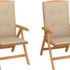 Prolenta Premium - Chaises De Jardin De Jardin 2 Pcs Avec Coussins Beiges En Teck Massif