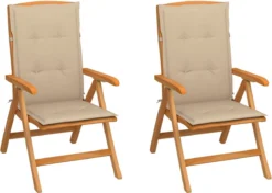 Prolenta Premium - Chaises De Jardin De Jardin 2 Pcs Avec Coussins Beiges En Teck Massif
