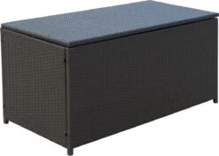 Outsunny Coussin Boîte Poly Rotin Coussin Boîte Jardin Boîte Métal 118 Lx 54 Lx 59 H Cm Marron 865-003