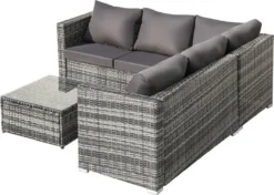 Ensemble De Salon En Polyrotin Canapé - Salon De Jardin 5 Places Avec Coussins Anti-UV Gris / Déhoussables - Canapé D'angle En Rotin Avec Canapé Simple Et Table Basse - Pour 4-5 Personnes Gris -Jardin Meubles Magasin 1200x857 11