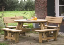 Table De Pique-nique Ronde De Luxe En Bois MaximaVida Tallinn 140 Cm - Dégagement Supplémentaire Pour Les Jambes -Jardin Meubles Magasin 1200x857 2