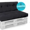 ExpertoXL Pallet Cushion 120x80 SET - Coussin D'assise Avec Coussin De Dossier - Zwart - Résistant Aux Intempéries